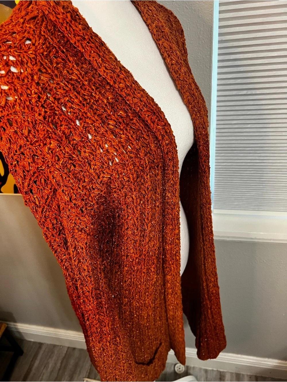 Pedro del Hierro Large Golden Orange Knit Cardigan Sweater Long Sleeve - Picture 13 of 13